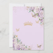 Chic Lila Lilac Rose Floral Gold Quinceañera XV Einladung (Rückseite)
