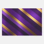 Chic Lila, Lilac und Gold gestreift Geschenkpapier Set (Vorderseite)