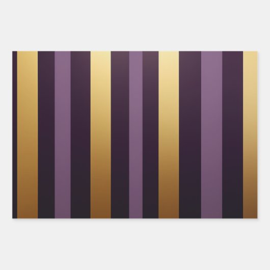 Chic Lila, Lilac und Gold gestreift Geschenkpapier Set (Vorderseite 3)