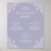 Chic Lila Lilac Wedding Signature Drinks Poster (Vorne)