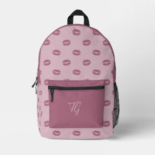 Chic Lila Lips on Lavender Personalisierte Initial Bedruckter Rucksack