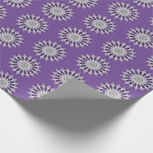 Chic Lila Mandala Blume Design Pattern Geschenkpapier (Ecke)