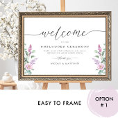 Chic Lila, Mauve Floral Unplugged Zeremony Sign Poster