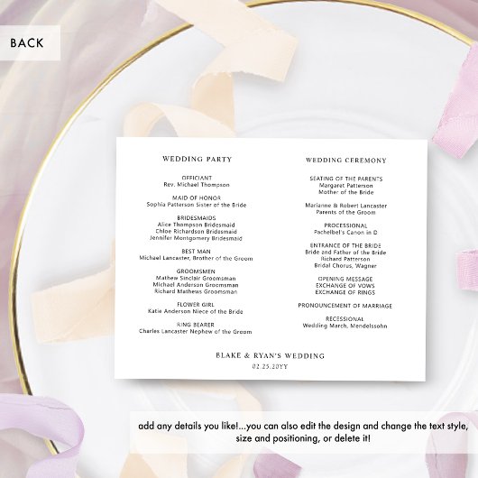 Chic Lila, Mauve Floral Wedding Timeline Programm