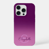 Chic Lila Ombre Name Initial Letter Monogram iPhone Hülle (Rückseite)