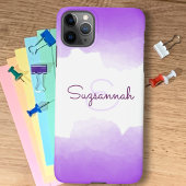 Chic Lila Ombre Name Letter Monogram iPhone Case 15 Hülle