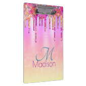 Chic lila orange ombre Glitzer Tropfen monogramm Klemmbrett (Rechts)