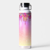 Chic lila orange ombre Glitzer Tropfen monogramm Trinkflasche (Rückseite)