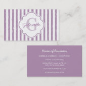 Chic Lila Painted Stripes Monogramm und Name Visitenkarte (Vorne/Hinten)