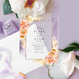 Chic Lila, Peach, Blush and Cream Floral Wedding Acryleinladungen