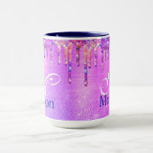 Chic lila pink ombre Glitzer Tropfen Monogramm Not Tasse (Zentrum)
