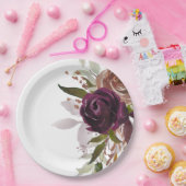 Chic Lila Plum and Gold Floral Wedding Pappteller (Party)