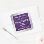 Chic Lila Product Packaging Labels Silver Frame Quadratischer Aufkleber (Umschlag)