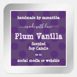 Chic Lila Product Packaging Labels Silver Frame Quadratischer Aufkleber