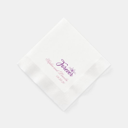 Chic Lila Pur Wedding Floral Serviette (Ecke)