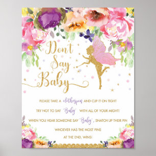 Chic Lila rosa Blütenmaus Say Baby Game nicht Poster