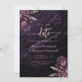 Chic Lila Rose Gold Blumenhochzeit Sichern Sie das Einladung (Vorderseite)