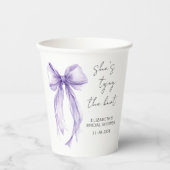 Chic lila Schleife Wasserfarbe Junggesellinnenabsc Pappbecher (Vorderseite)