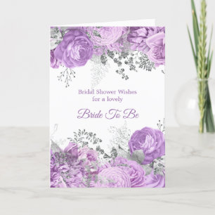 Chic Lila Silber Blumen Hochzeitsdusche Karte