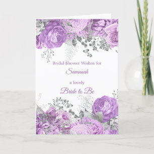 Chic Lila Silber Blumen Hochzeitsdusche Karte