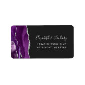 Chic Lila Silver Dark Wedding RSVP Selbstadresse Adressaufkleber (Vorne)