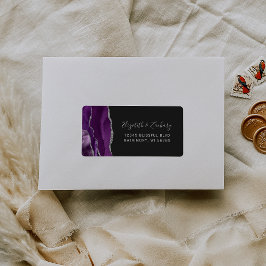 Chic Lila Silver Dark Wedding RSVP Selbstadresse Adressaufkleber