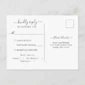 Chic Lila Silver Floral Eucalyptus Wedding RSVP Postkarte (Rückseite)