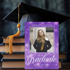 Chic Lila Sparkle Graduate Foto 2025 Abschluss Ankündigung