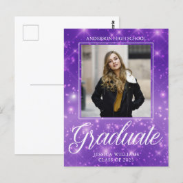 Chic Lila Sparkle Graduate Foto Abschluss Postkarte