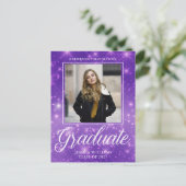 Chic Lila Sparkle Graduate Foto Abschluss Postkarte (Stehend Vorderseite)