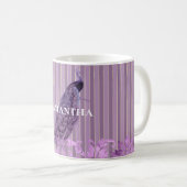 Chic Lila Stripes Peacock Kaffeetasse (VorderseiteRechts)
