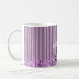Chic Lila Stripes Peacock Kaffeetasse