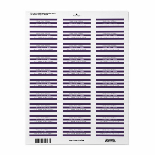Chic Lila Striping Address Labels (Vorne)
