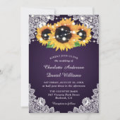 Chic Lila Sunflower Wedding Einladung (Vorderseite)