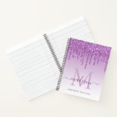 Chic Lila Tropfens Glitzer Sparkle Monogram Script Notizblock (Innenseite)