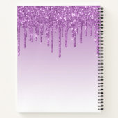 Chic Lila Tropfens Glitzer Sparkle Monogram Script Notizblock (Rückseite)