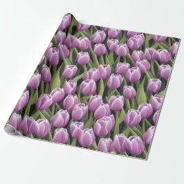 Chic Lila Tulip Grüne Garten Geschenkpapier