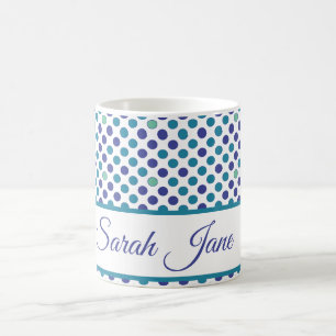 Chic lila und blaue Punkte-Muster mit individuelle Kaffeetasse