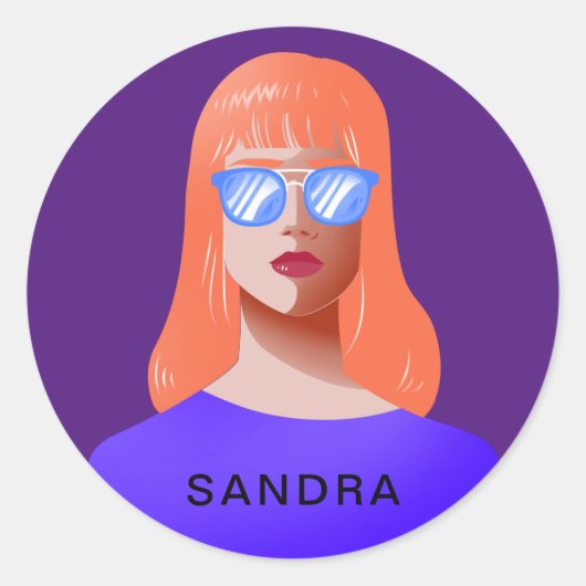 Chic lila und elegant runder aufkleber (Vorderseite)