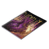 Chic lila und Gold agil Glitzer Tropfen Monogramm Notizblock (Linke Seite)