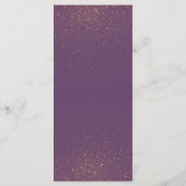 Chic Lila und Gold Glitzer Sparkle Wedding Menü Menükarte (Rückseite)