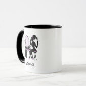 Chic-lila und schwarze Fraufashionista-Silhouette Tasse (Vorderseite Links)