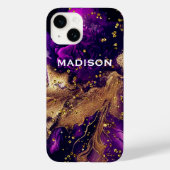 Chic lila vergoldete Imitate Glitzer Marmormonogra Case-Mate iPhone Hülle (Rückseite)