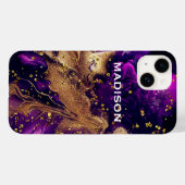 Chic lila vergoldete Imitate Glitzer Marmormonogra Case-Mate iPhone Hülle (Rückseite (Horizontal))