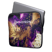 Chic lila vergoldete Imitate Glitzer Marmormonogra Laptopschutzhülle (Vorderseite Links)