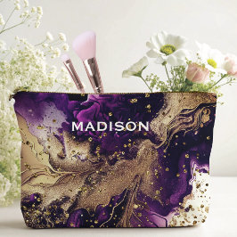 Chic lila vergoldete Imitate Glitzer Marmormonogra Zubehörtasche