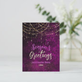 Chic lila vergoldete Weihnachtsbeleuchtung Neues J Postkarte (Stehend Vorderseite)