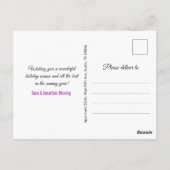 Chic lila vergoldete Weihnachtsbeleuchtung Neues J Postkarte (Rückseite)