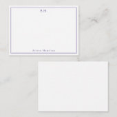 Chic Lila Violet 2 Monogramm Name Minimale Grenze Mitteilungskarte (Vorne/Hinten)