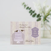 Chic lila Vogelkäfig, Liebesvögel Danke Postkarte (Stehend Vorderseite)